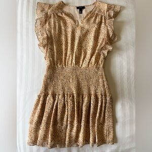 Aqua Cream Dress with Tan Speckled Print